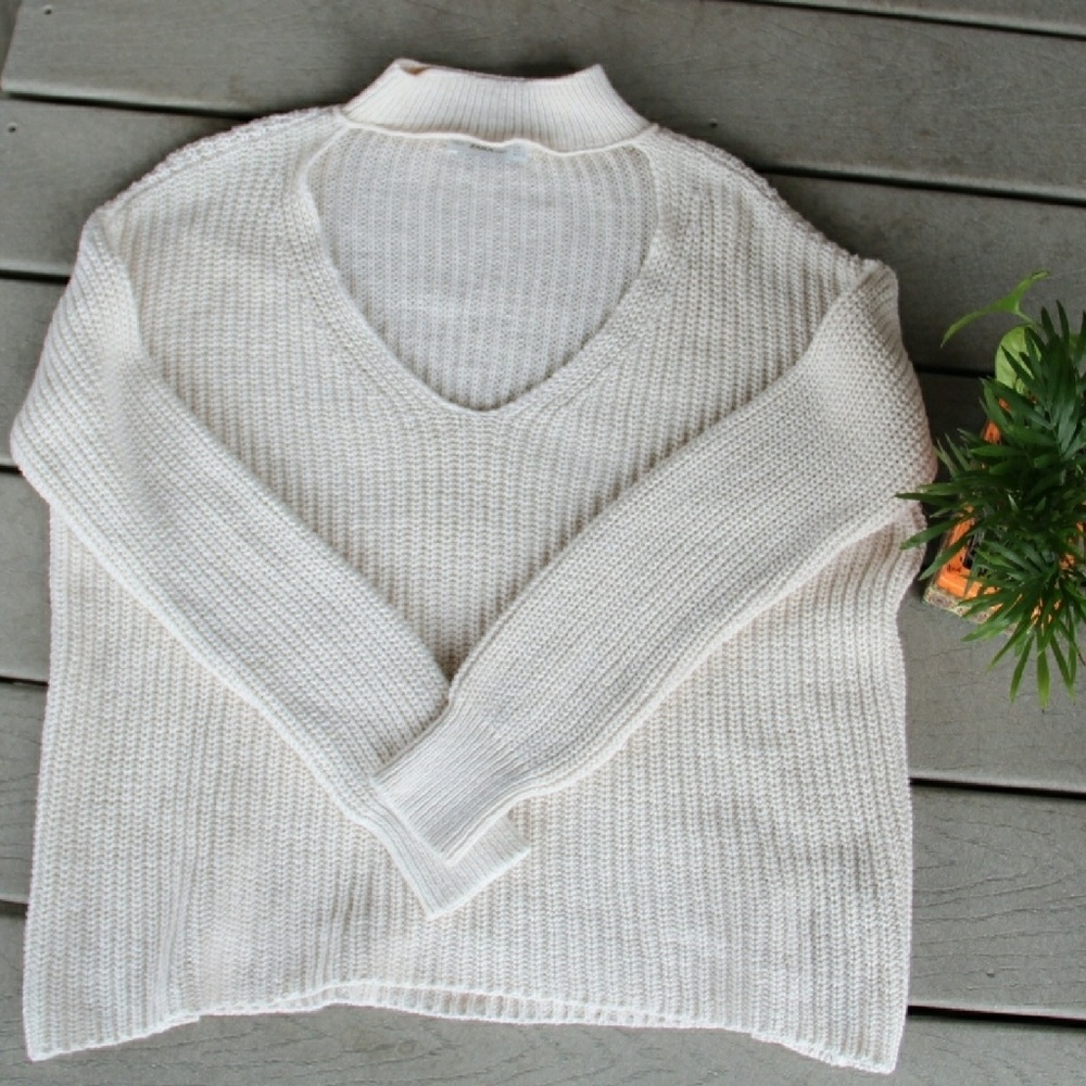 Zara cream chunky knit choker oversized sweater